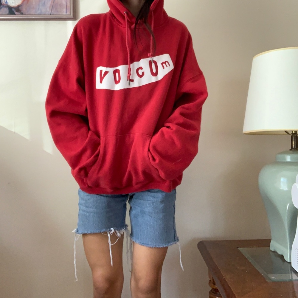 Red volcom hoodie